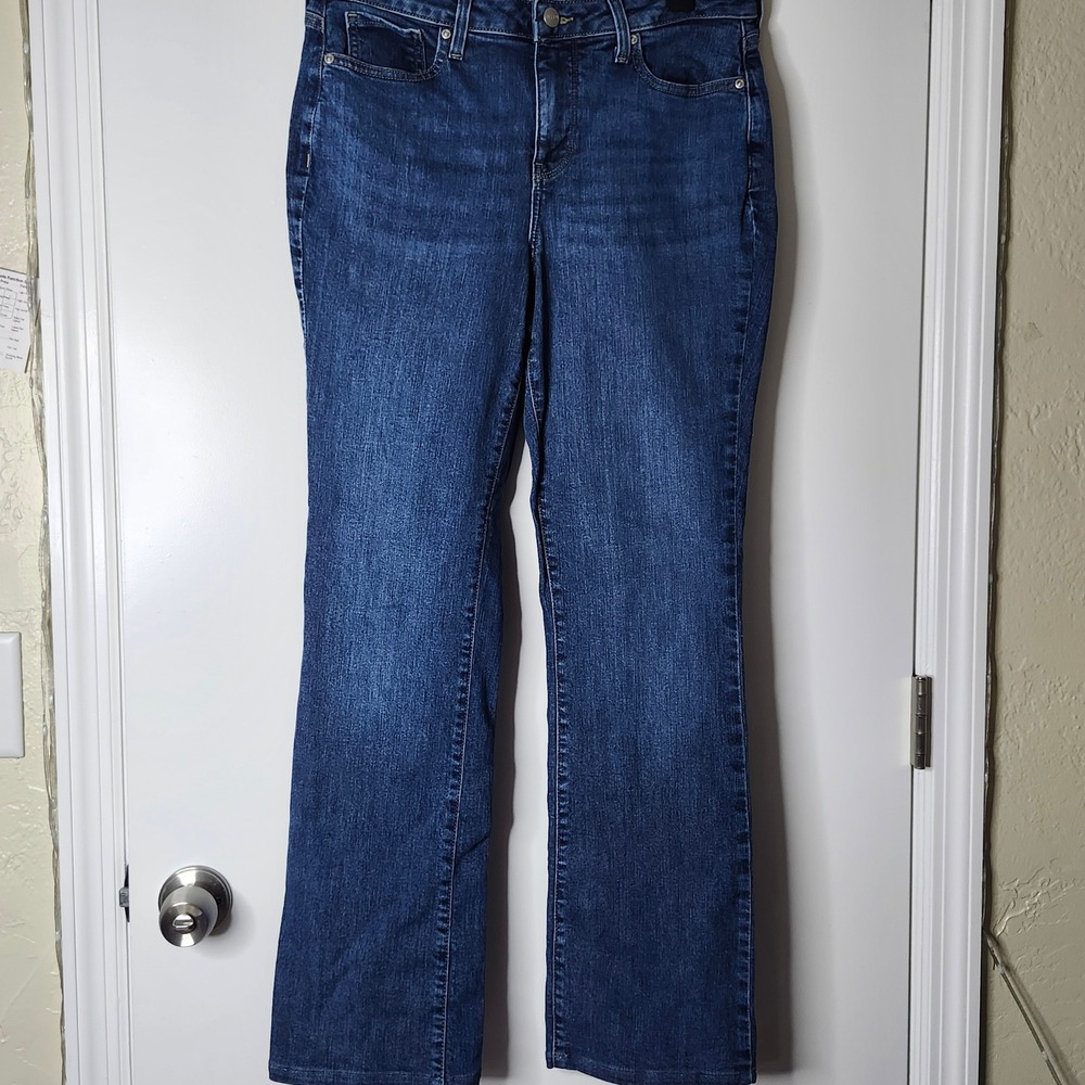 NYDJ Barbara Bootcut Jeans Size 10 Dark Wash Lift Tuck Technology Stretch Denim